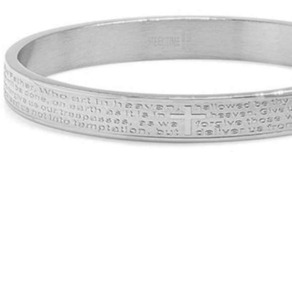 NEW| SILVER “OUR FATHER” LORD’S PRAYER HINGE BANGLE| NEW - Picture 3 of 13